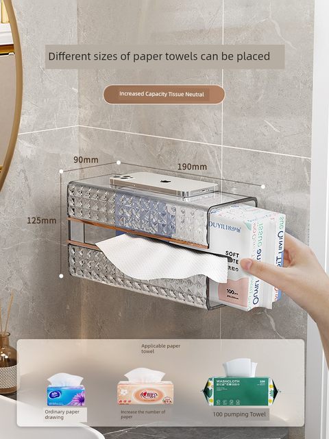 Jiabangshou creative cardboard box wall-mounted facial tissue washing towel storage box kitchen upside-mounted roll paper box