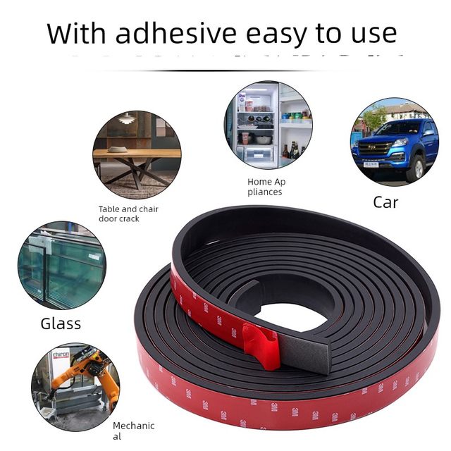 3M self-adhesive rubber strip glass shock absorber buffer strip back glue seal strip anti-slip wear-resistant compaction flat strip