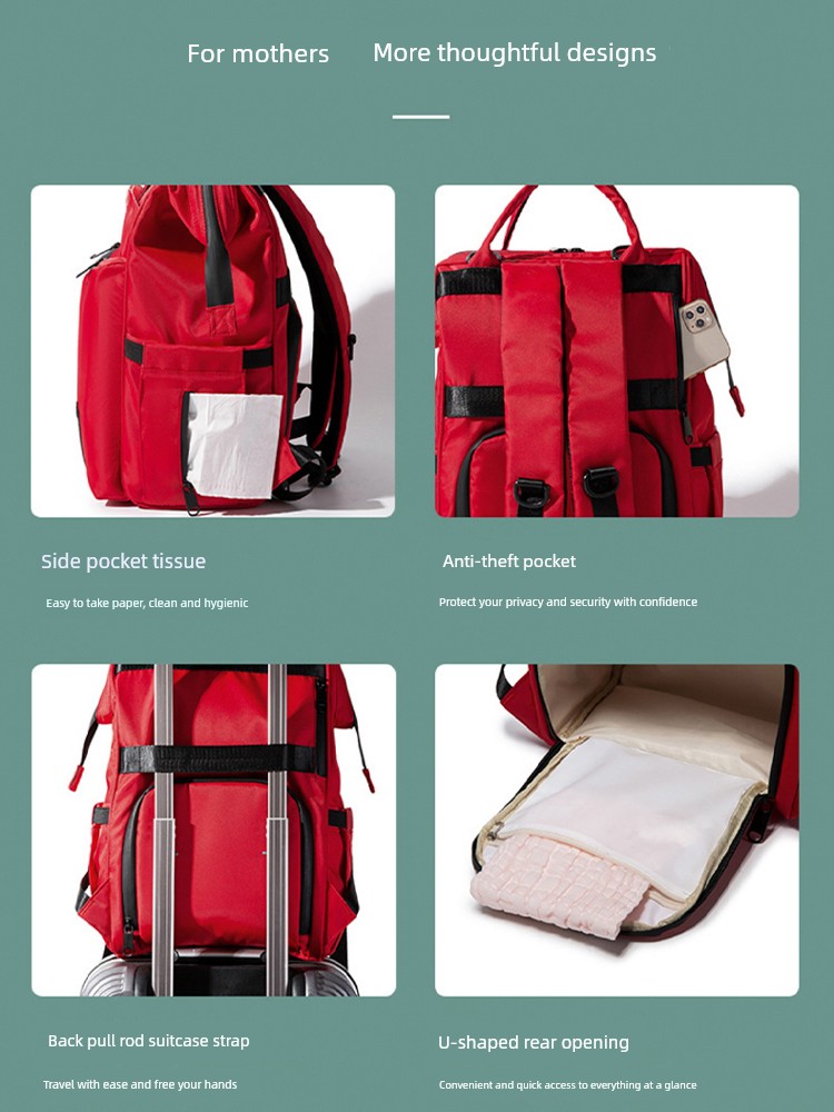 Fashionable Mommy Bag, Dual-Shoulder Backpack for Mother and Baby, with Separate Wet and Dry Compartments, Large Capacity, Lightweight and Multifunctional — 4