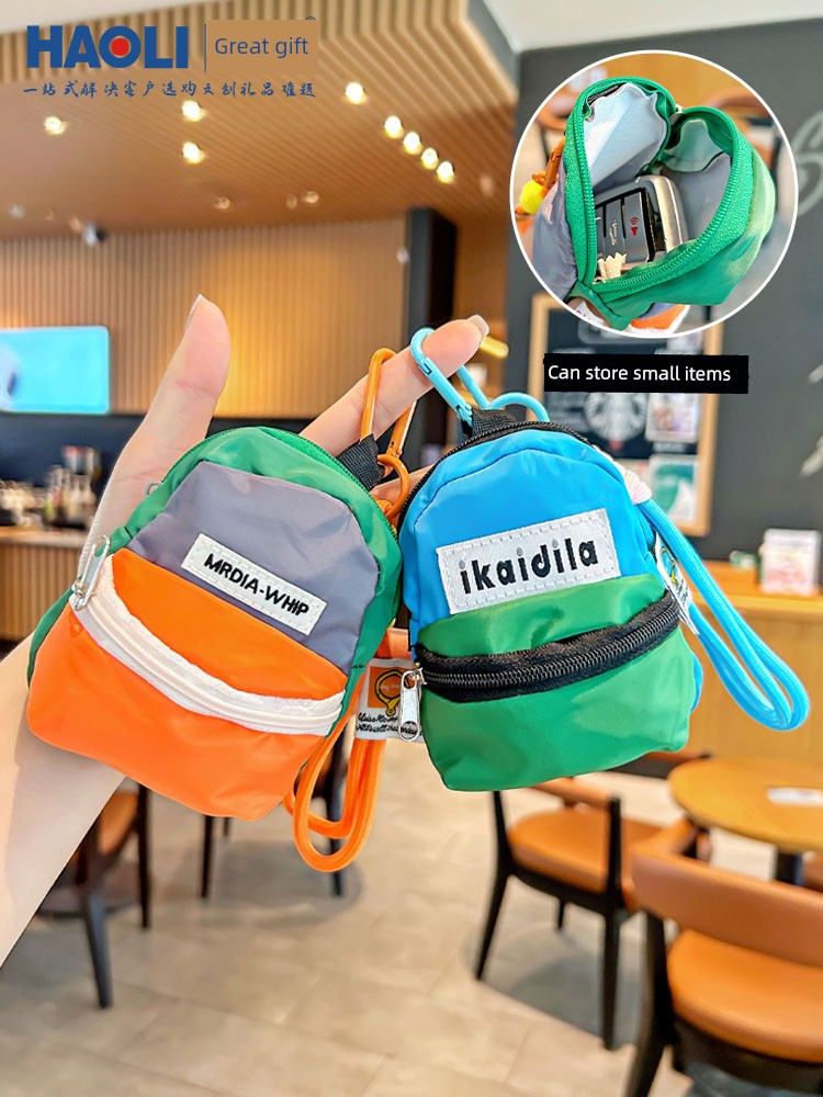 2026 New Trendy Color-Blocking Coin Purse Exquisite Keychain Pendant Id Holder Student Backpack Small Pendant