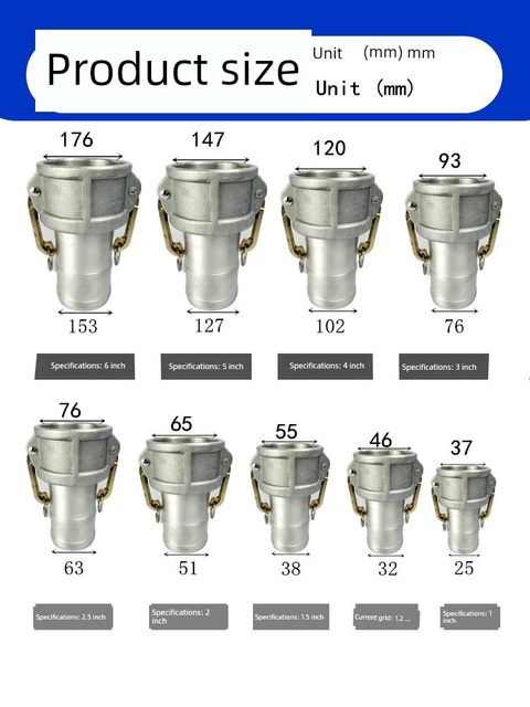 Oil tanker accessories aluminum alloy quick connector C-type female end 2.5 inch 3 inch 4 inch female head male oil pipe joint male