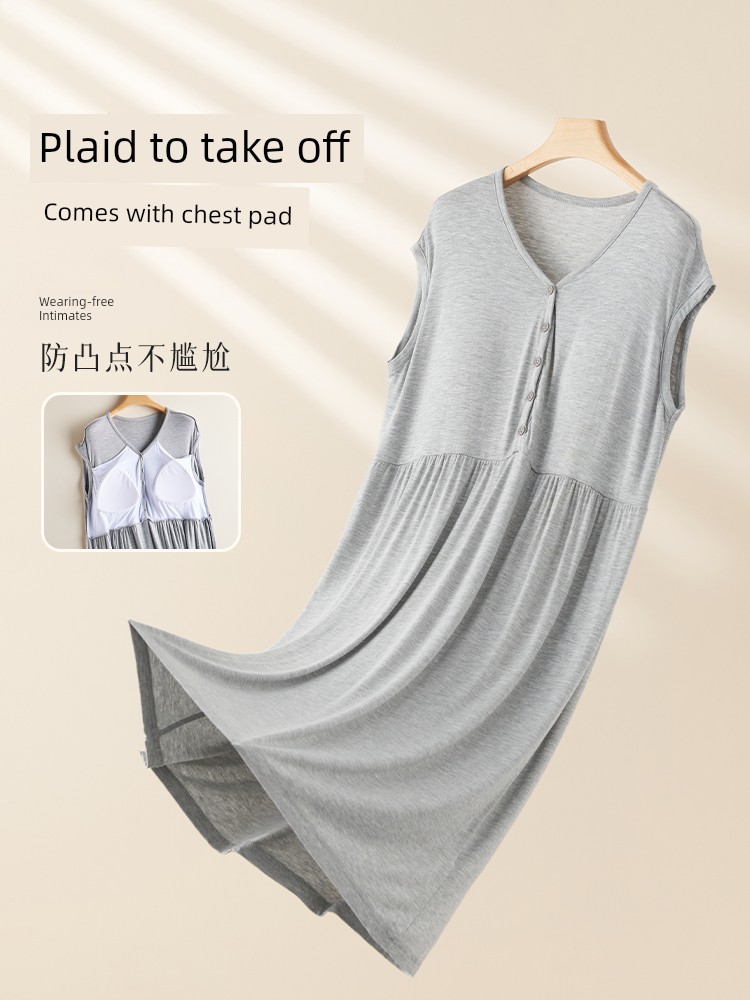 Pregnant Woman's Nightdress Summer Thin Nursing Dress Summer Modal Postpartum Pajamas Nursing Sleeping Dress Summer Clothing Dress — 3