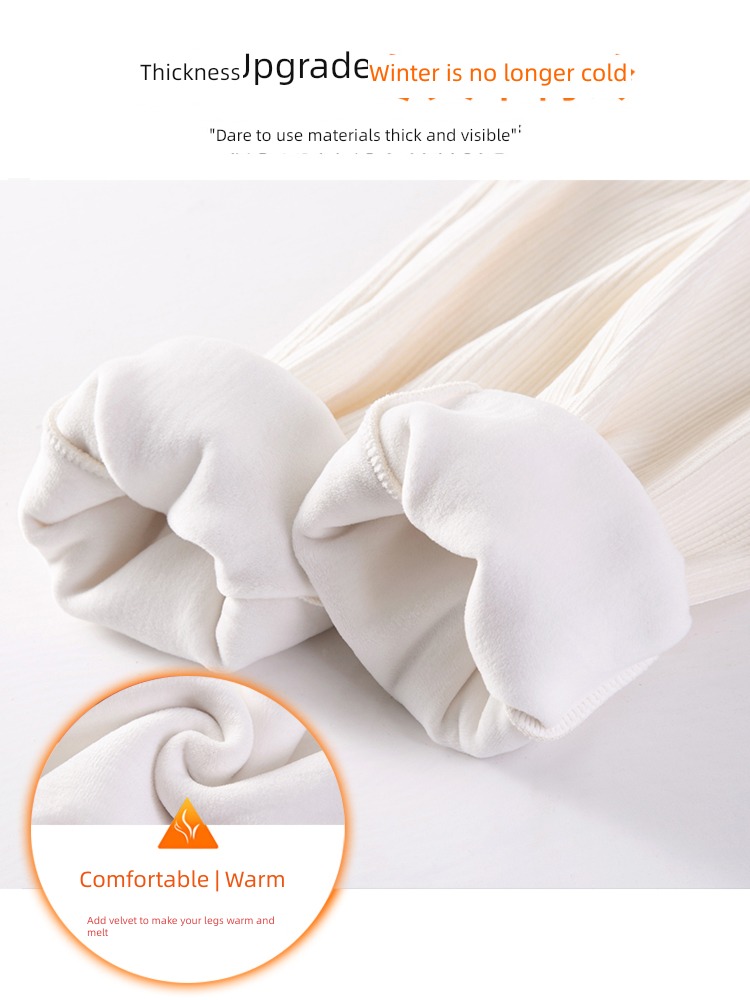 chenille  Autumn and winter High waist Plush white Wide leg pants