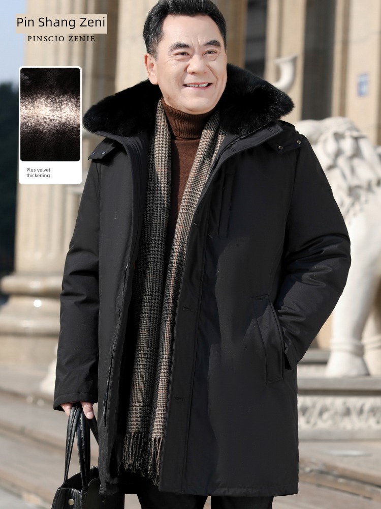 dad thickening easy Big size Fur collar grandpa cotton-padded clothes