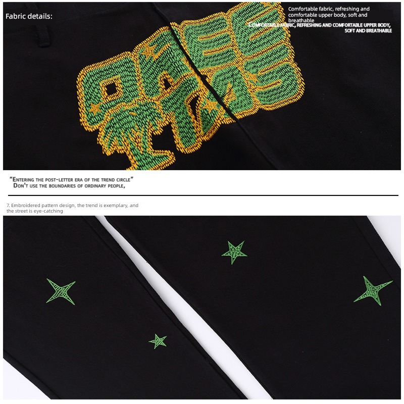 Chaopai block American style Show thin Falling feeling Long pants Embroidery