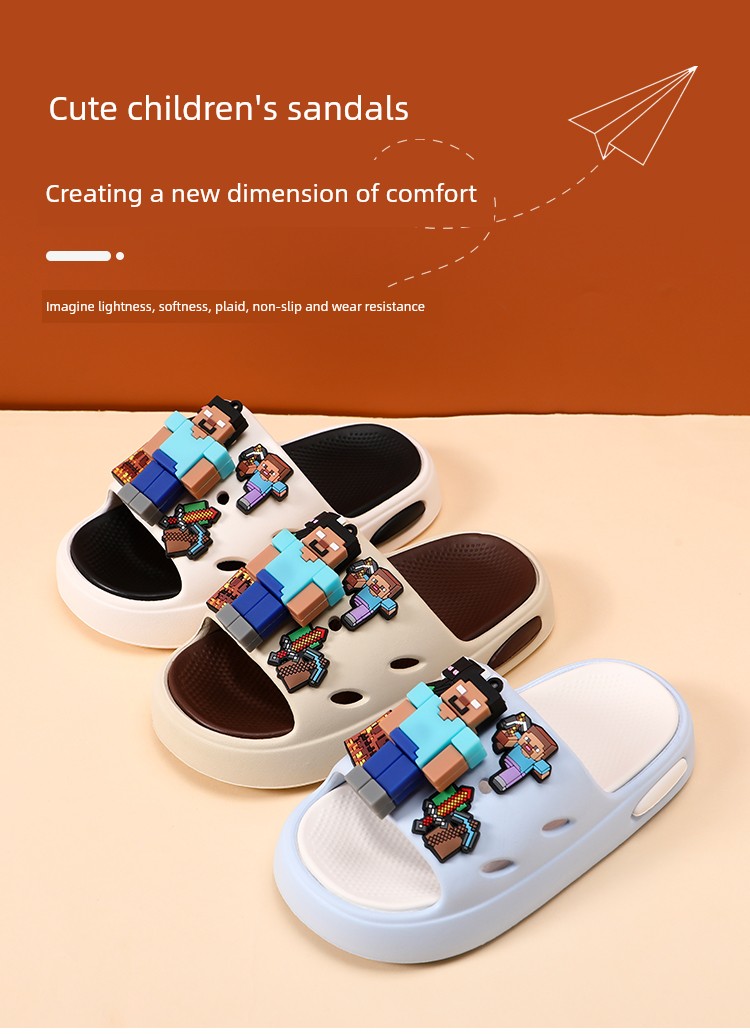 Minecraft Children's Slippers for Boys, Indoor Non-Slip, New Model for Kids, Cartoon Soft Sole, Silent — 1