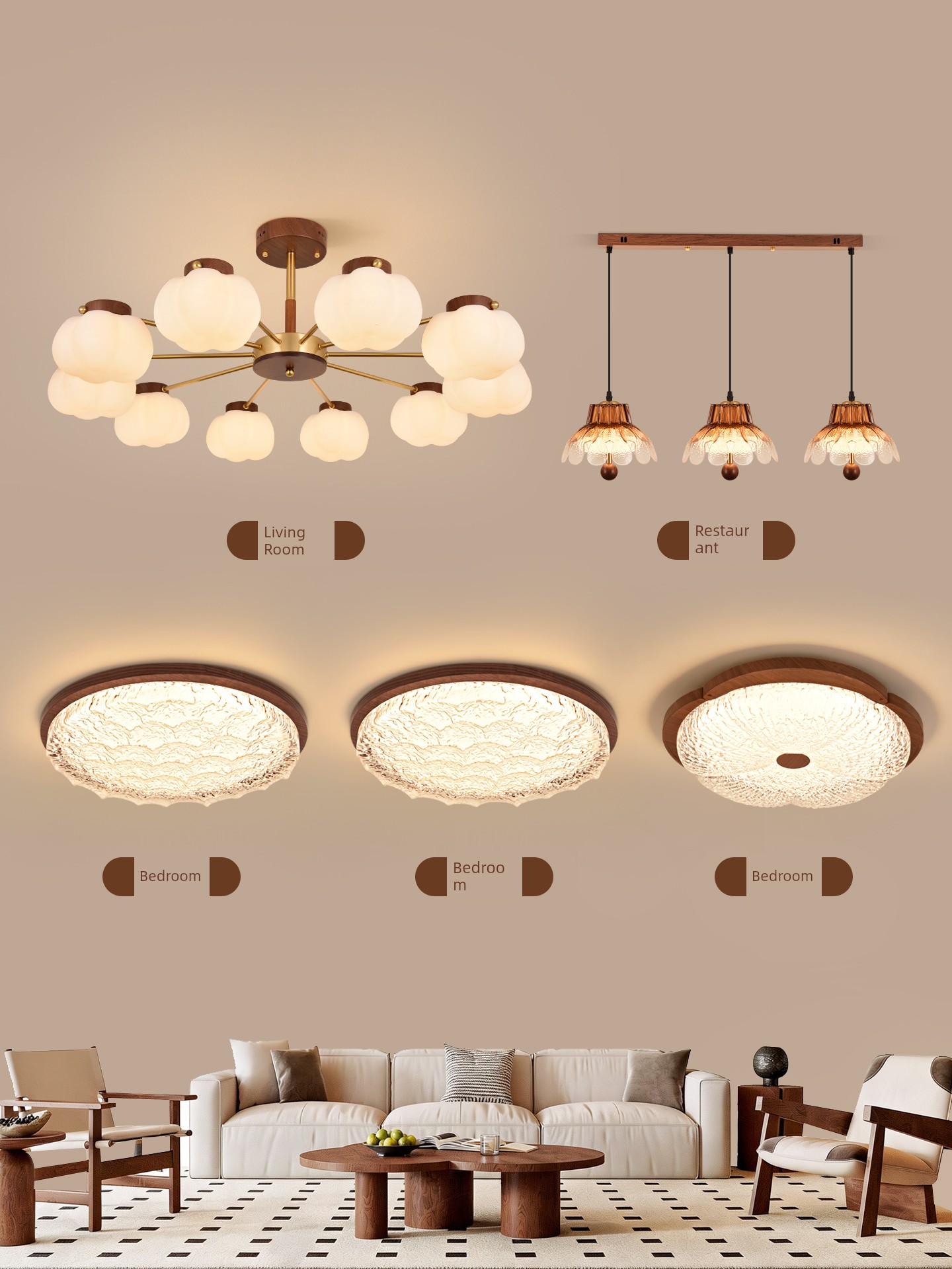 Living Room Lamp, French Cream Style, Modern and Simple, Elegant Bedroom Main Lamp, Whole House Package, Eye-Protecting Ceiling Light Fixture P271