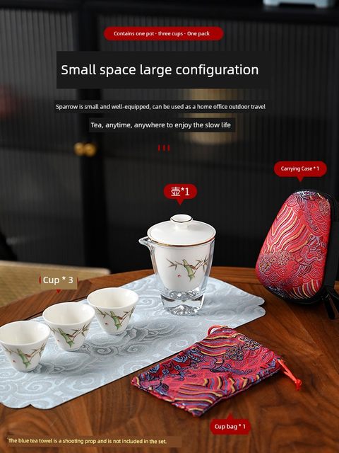 Travel tea set 2025 new portable storage bag one pot three cup travel quick guest cup girls teapot