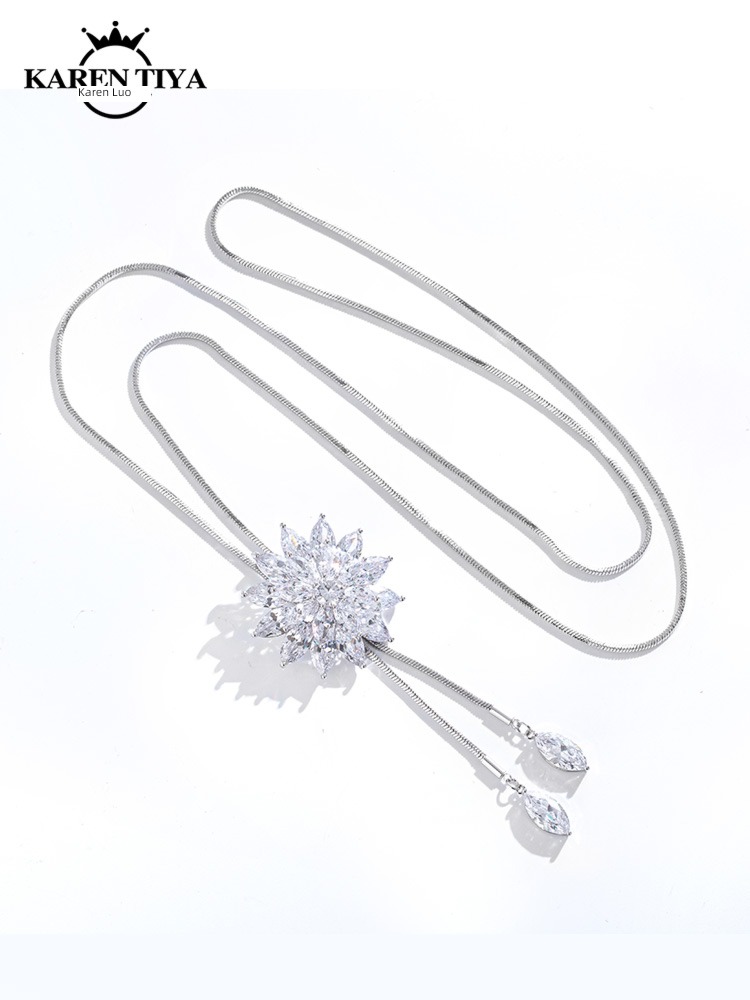 Ice flower high-end atmosphere Pendant female Autumn and winter sweater chain