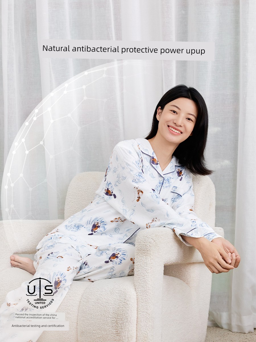 Cutelife Women's Bamboo Cotton Pajamas Suit Confinement Clothing — 3