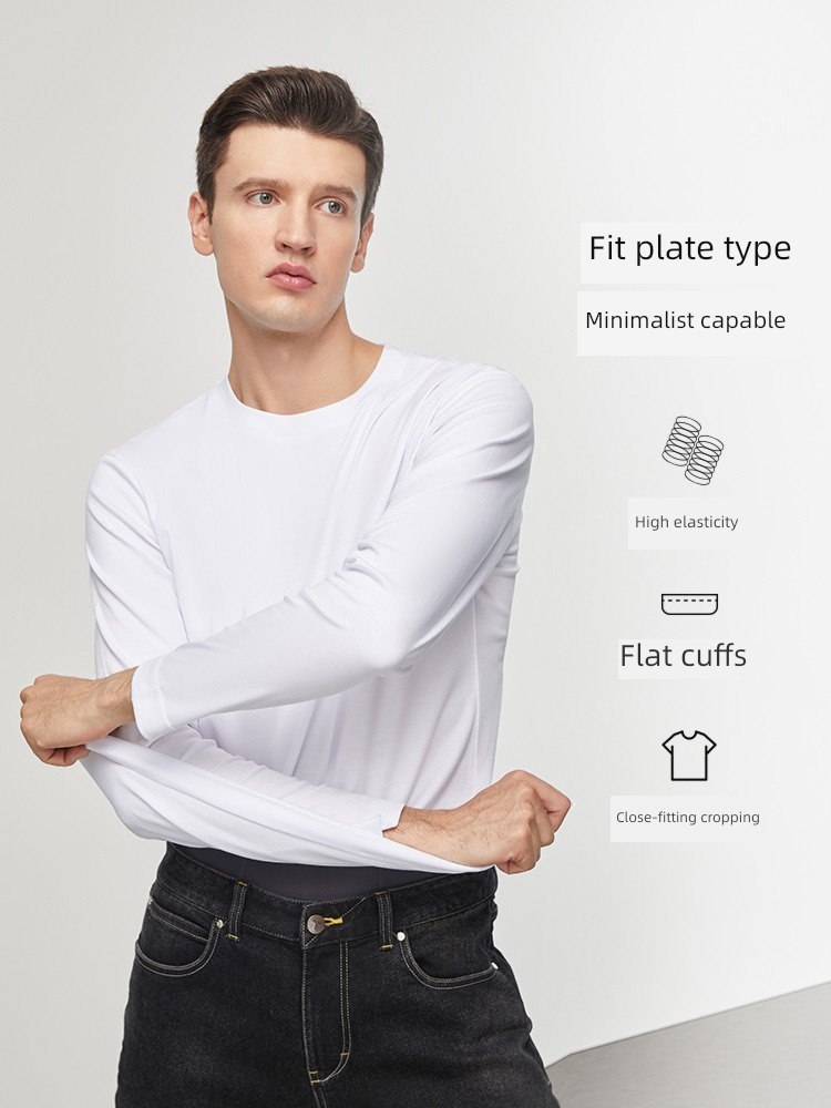 thumb white Little t winter Solid color Inner lap Long sleeve T-shirt