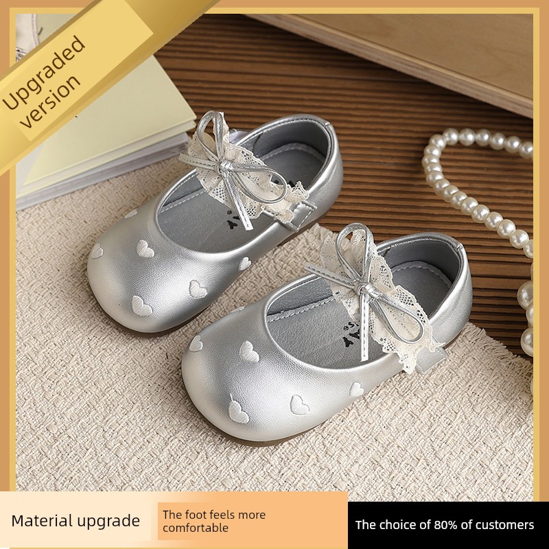 Genuine Leather Girls' Silver Leather Shoes Mary Jane Soft-Soled Stylish Princess Shoes 2026 Spring and Autumn Children's Shoes Baby Flats — 3