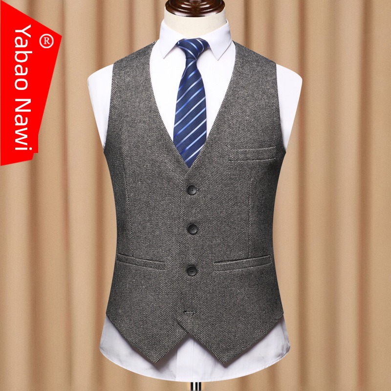 Autumn and winter Wool Inner lap handsome man 's suit Vest