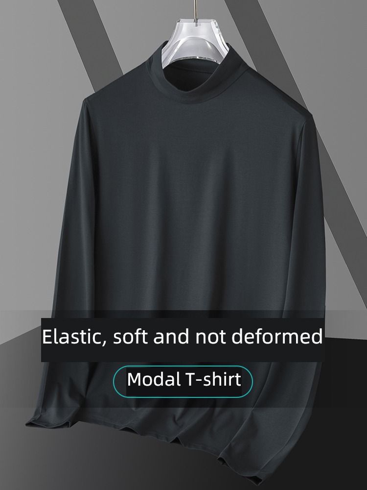 modal  keep warm Inner lap thickening Middle collar Long sleeve T-shirt