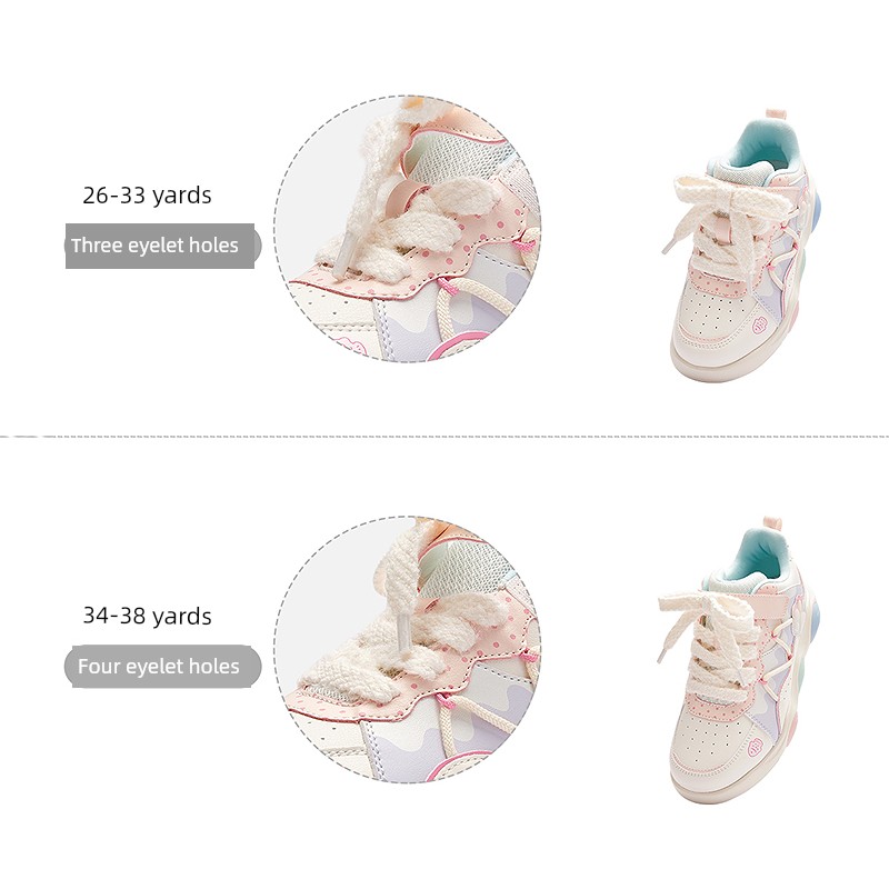 Balabala Kidsren's Shoes, Kidsren's Sneakers, Low-Top Girls' White Shoes, 2026 Summer New Style, Sweet Mesh Breathable Shoes — 4