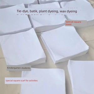 Tie-Dye and Plant-Dye Cotton Square Towels, Plant-Dyed Handkerchiefs, Kindergarten White Cloth Handkerchiefs, All-Cotton