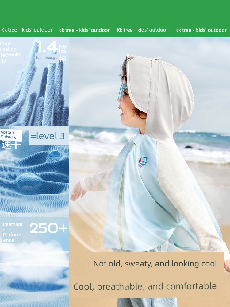 Kk Tree Baby Sun Protection Clothing Children's Summer Original Yarn Sun Protection Clothing Boys and Girls Anti-Uv Cloak Style Jacket — 4