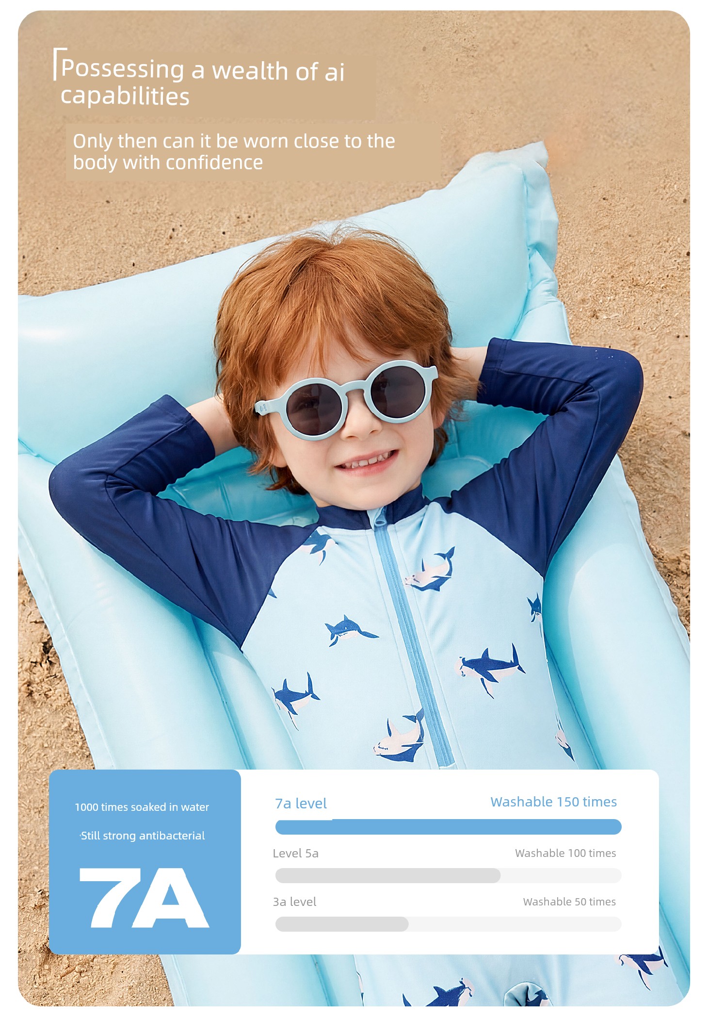 Quick-Drying Sun Protection Children's Separates Shark Long Sleeves Swimsuit — 21