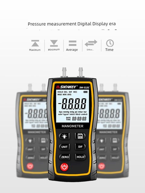 Shendawei SW512C high-precision digital pressure gauge differential pressure gauge barometer air pressure gauge auto repair vacuum negative pressure gauge