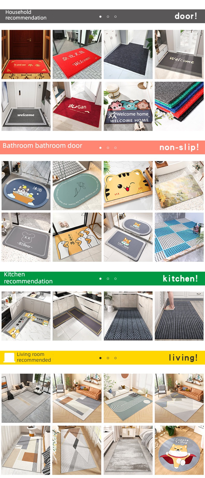 Light luxury household bedroom bathroom register and obtain a residence permit Porch Mat