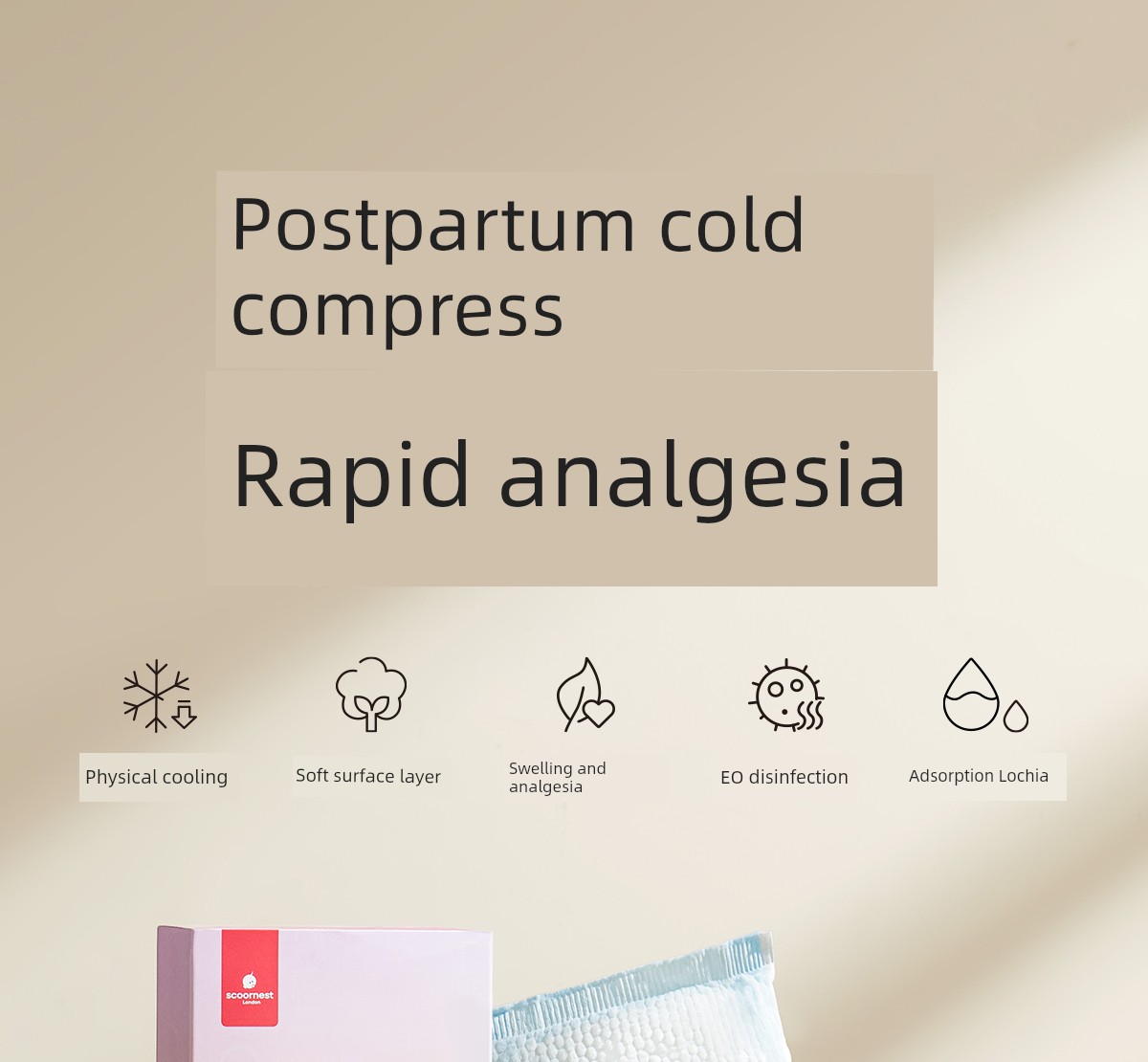 SCOORNEST Cold Compress Maternal Perineum Cold Compress Pad Postpartum Only Sanitary Napkin Pregnant Women Cesarean Delivery Ice Compress Ice Pad — 2
