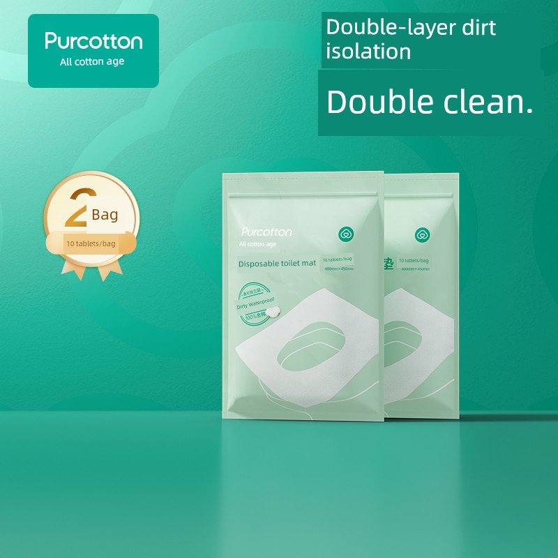 Purcotton Disposable Toilet Mat Full Coverage Tourism Maternal Postpartum Paper Toilet Seat Cover Toilet Seat Paper 10 Pieces — 3