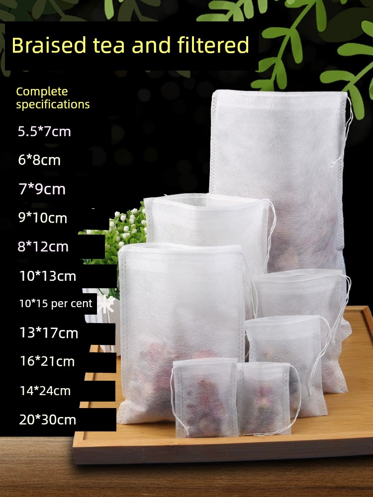 100 Non-Woven Tea Bags Bagged Tea Soup Bag Tisanes Bag Seasoning Bag Stew Ingredients Traditional Chinese Medicine Filter Bag Residue Bag