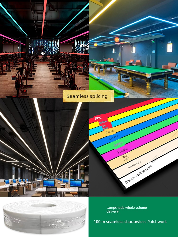 Led Square Tube Light Gym Mall Office Dedicated Grille Ceiling Chandelier Supermarket Bar Bench Desk Lamp