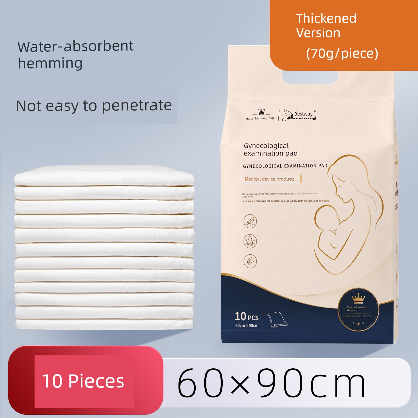Haishi Hainuo Maternity Pads, Disposable Postpartum Urine Pads for Pregnant Women, Large Size Special 60X90 — 1