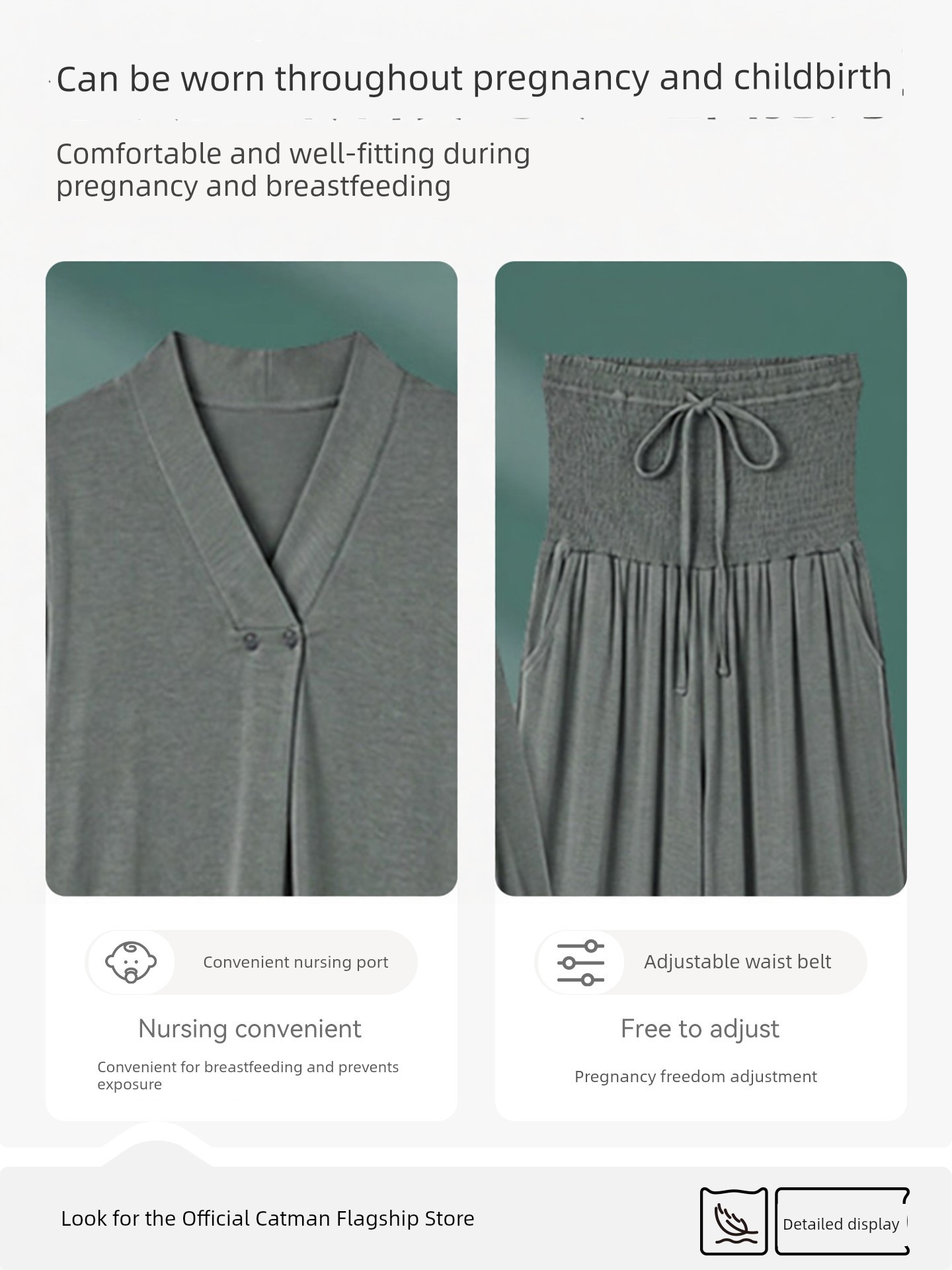 Cat People Maternity Nursing Pajamas 2026 New Thin Sweat-Absorbent Postpartum Special Maternity Nursing Homewear — 3