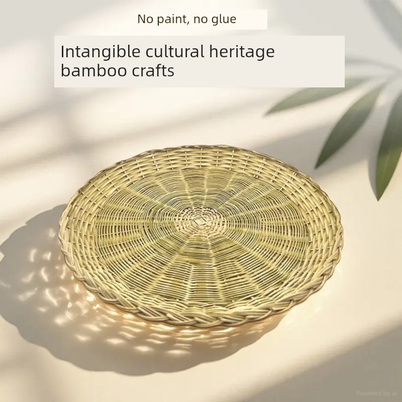 Intangible Cultural Heritage Handmade Bamboo Steaming Rack Without Paint or Glue, Bamboo Tray, Small Bamboo Plate for Commercial Kitchen Dessert Presentation