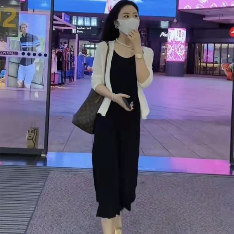early spring Slightly fat Salt system Two piece suit camisole Dress