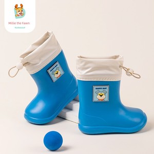 Children's Rain Boots for Boys 2026 New Model Soft Drawstring Waterproof Non-Slip Baby Water Shoes Infant Rain Boots for