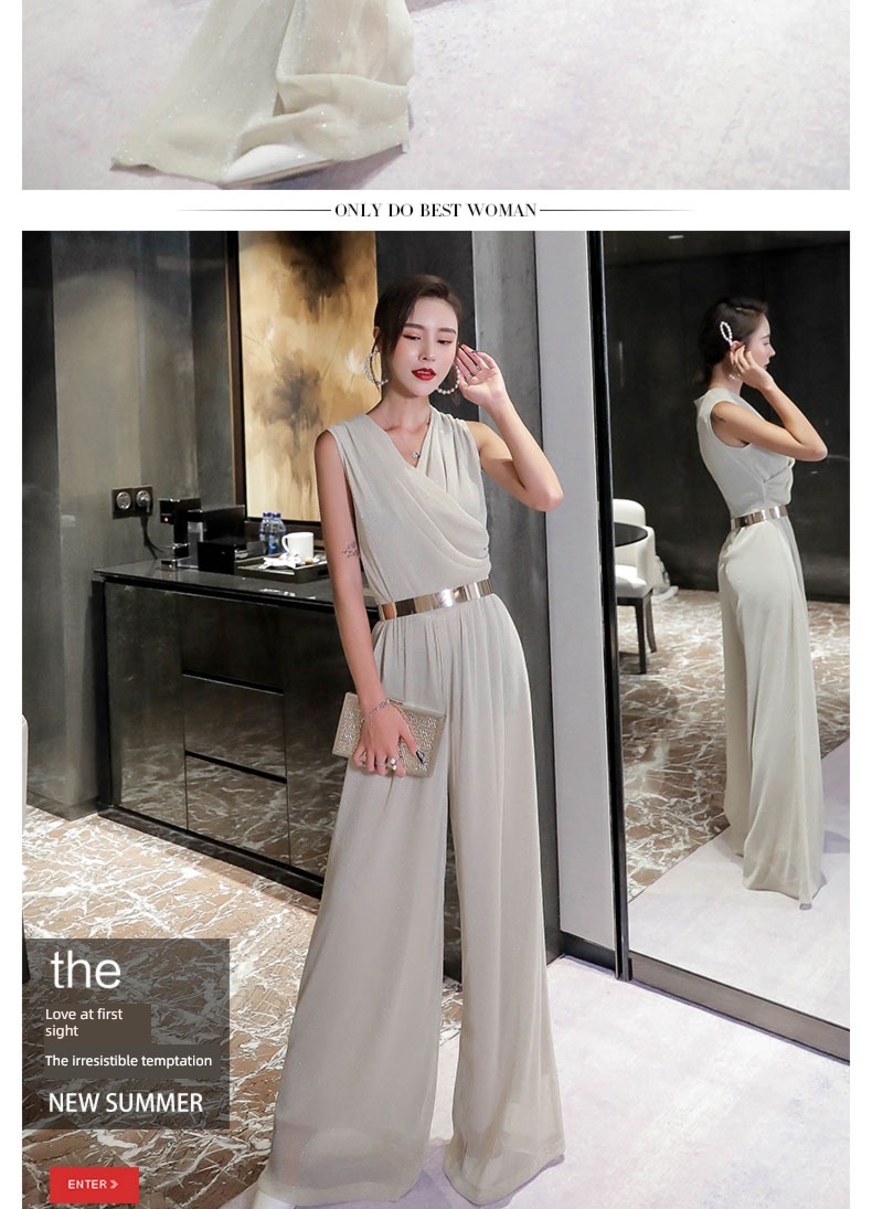 Chiffon fashion Straight cylinder easy High waist Sagging sensation Jumpsuits