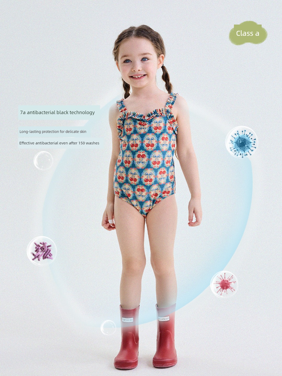 Yunerma Girls' Summer Quick-Dry Lace Swimsuit, Baby Tank Top One-Piece Swimsuit, Trendy Children's Summer Swimwear — 2