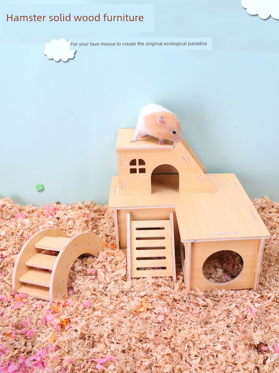倉鼠躲避屋木屋小房子造景裝飾實木玩具平臺用品大全金絲熊籠子爬梯