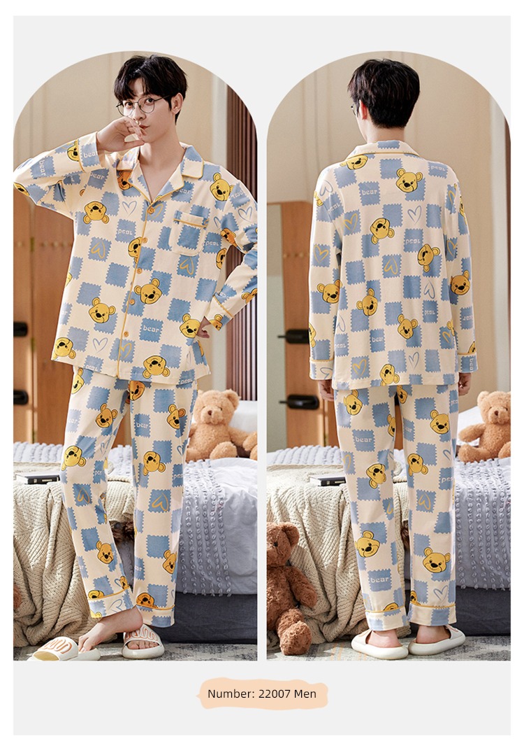 Spring and Autumn pure cotton Han Fan Cartoon female lovers pajamas