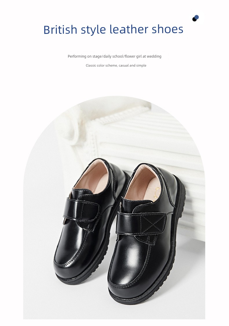 Boys' Leather Shoes 2026 Spring and Autumn New Style Black British Performance Shoes Single Shoes Soft Sole Children's Student Performance Shoes — 6