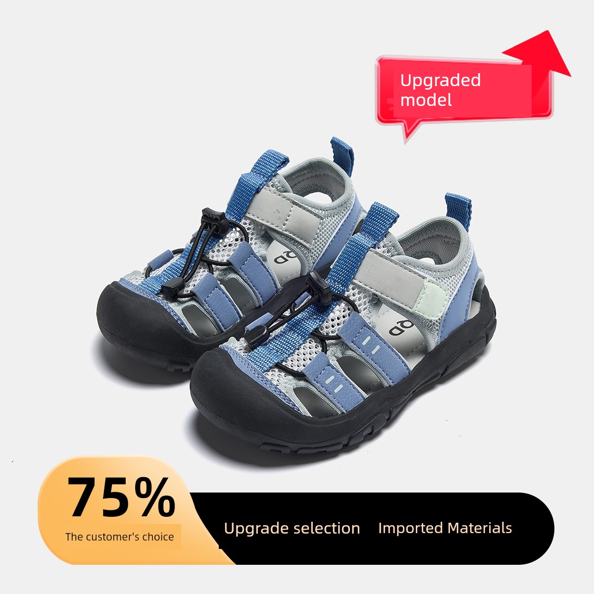 Mqd Boys' Lightweight Sports Sandals 2026 Summer Style Hollow Breathable Non-Slip Outdoor Closed-Toe Beach Shoes — 5