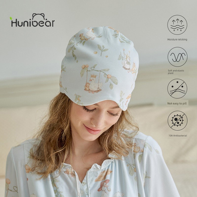 Happy Bear Maternity Hat Autumn/Winter Style for Pregnant and Postpartum Women, Large Head Circumference, Windproof Head Protection, Pure Cotton Sleep — 4