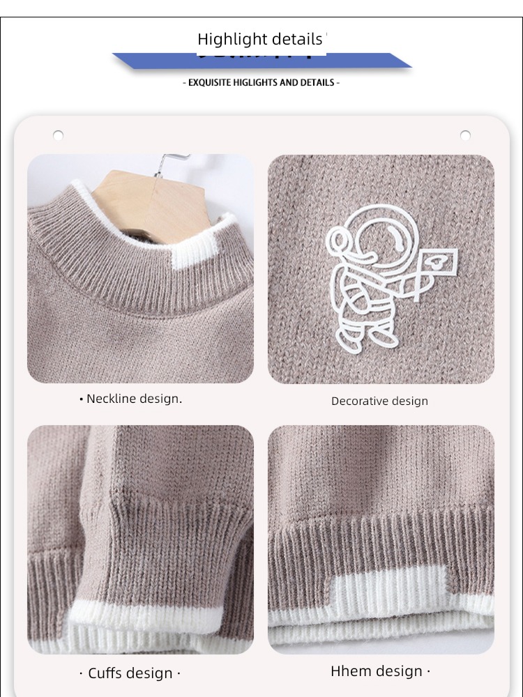 sweater winter Plush Half high collar leisure time Fake two