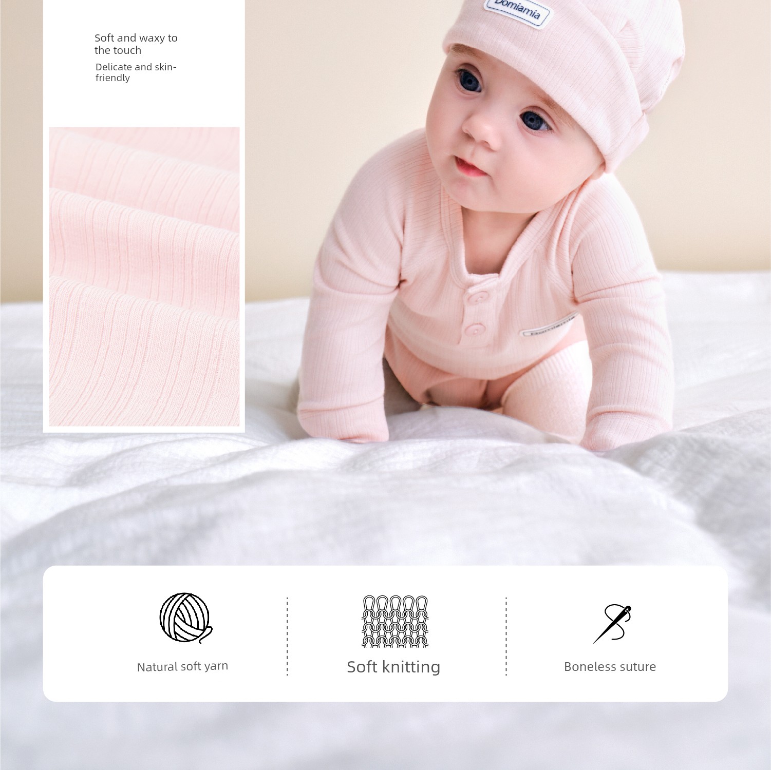 Domiamia Bamboo Soft Baby Wool Romper Newborn Clothes Baby Home Autumn Winter Belly-Protecting Jumpsuit — 21