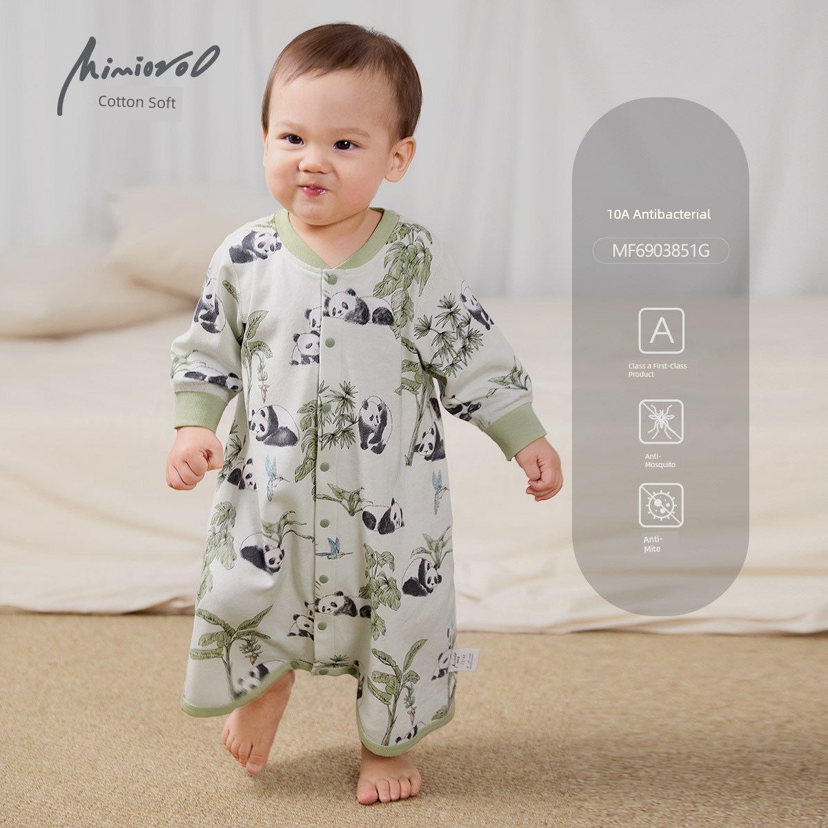 Baby Pajamas, Baby Nightgown, Autumn One-Piece Clothing, Pure Cotton, Thin Long-Sleeved Autumn and Winter Sleeping Bag for Young Children, Boys — 4