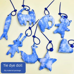 Kindergarten Pure Cotton White Blank Tie-Dye Doll Keychain Handmade Tie-Dye DIY Doll Pendant Traditional Tie-Dye Materia