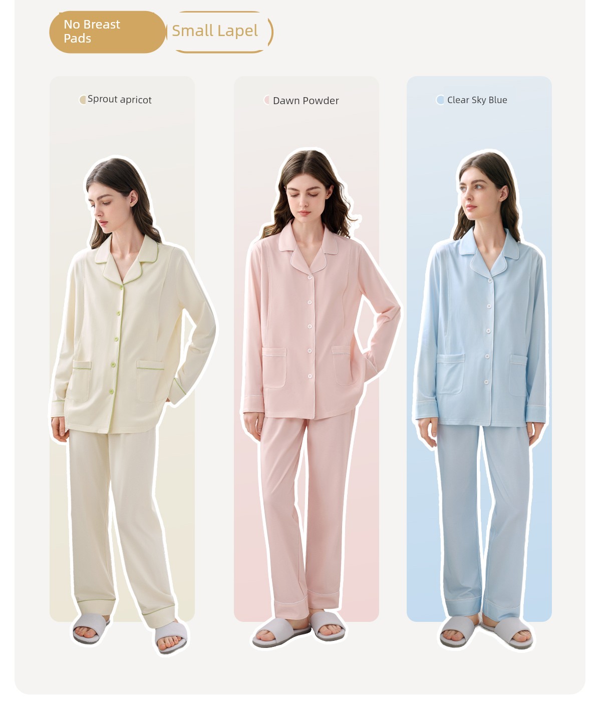 Jq Jingqi Maternity Pajamas with Breast Pads, Pure Cotton Postpartum Maternity Sleepwear, Nursing and Breastfeeding Hospital Home Wear Set for Women — 43