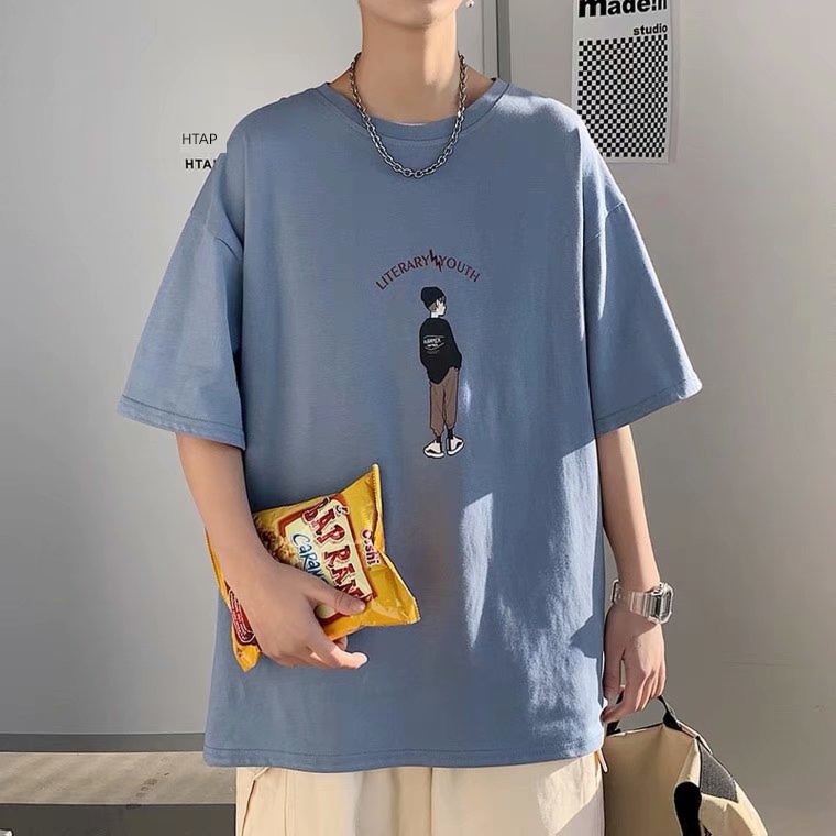 three quarter sleeve Korean version trend man ins handsome T-shirt