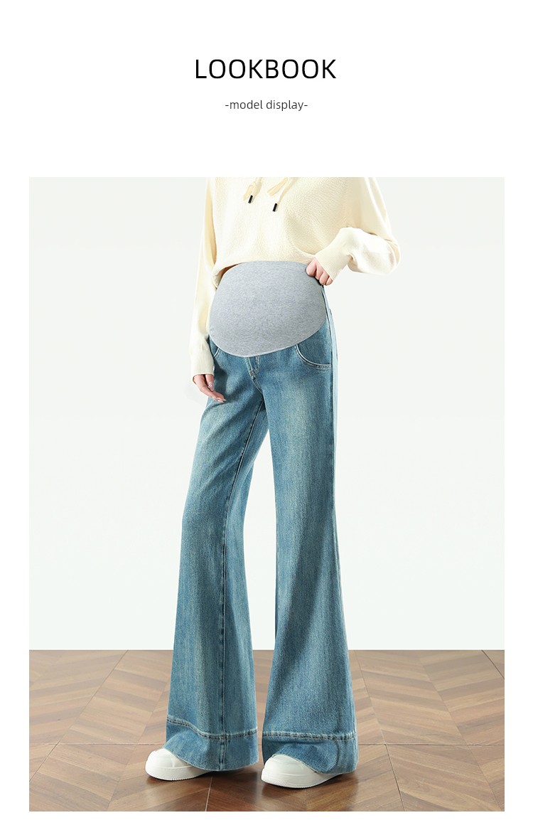Maternity Jeans Fall 2026 New Style Flared Pants Large Size High Elasticity Belly Support Versatile Casual Floor-Length Pants — 10