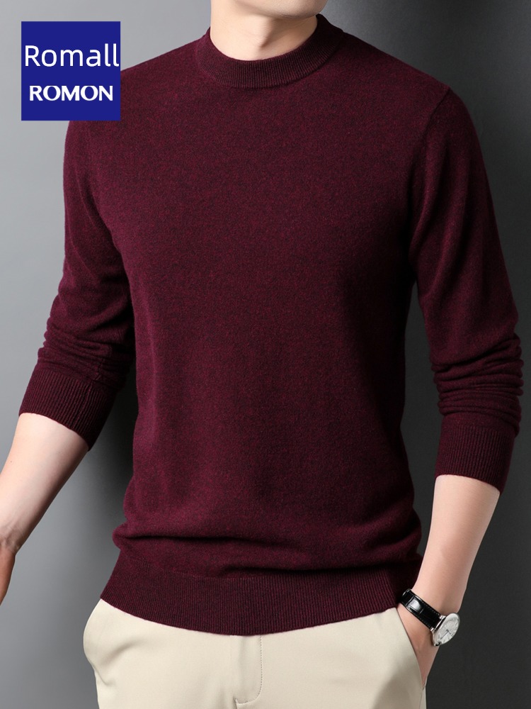 Pure wool Romon leisure time Round neck keep warm Sweater