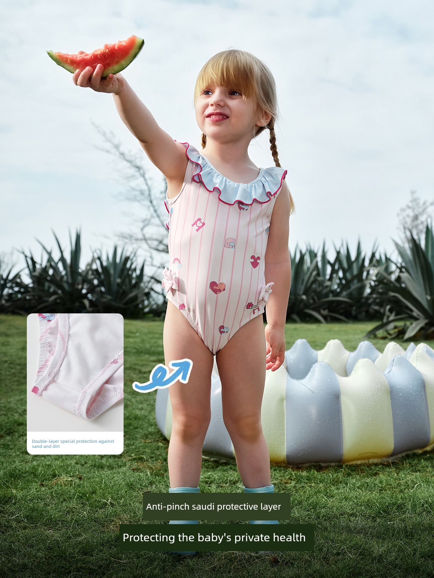 Manxi Children's Clothing Kids' One-Piece Swimsuit for Girls, Baby Beach Swimwear, Cool and Sun-Protective, Quick-Drying, Summer Swimwear for Girls — 3