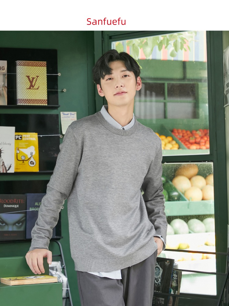 Sanfu Round neck Long sleeve Undershirt schoolboy leisure time sweater